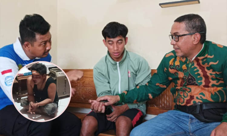 BERANI: Mohammad Danil Azizil Rosiqin bersama Ketua Faji Habib Mahdi mahdi (kanan) dan Kapolsek Krejengan Iptu Miftahul Rahman saat berada di Polsek Krejengan. Inset, SA salah satu dari tiga pelaku.