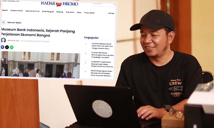 TERBAIK: Jamaluddin. Inset tulisan Jamal yang mengulas sejarah ekonomi bangsa yang dimuat di radarbromo.jawapos.com.