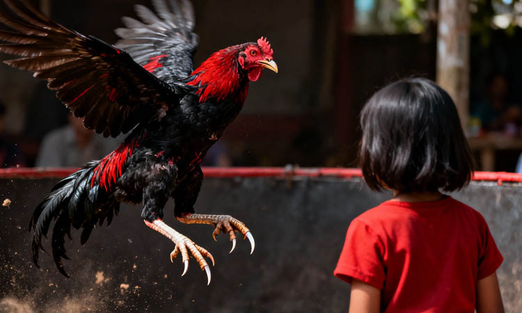 Ilustrasi ayam jago aduan