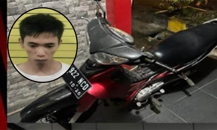 BARANG BUKTI: Motor yang dicuri terduga pelaku. Inset, salah satu terdua pelaku.
