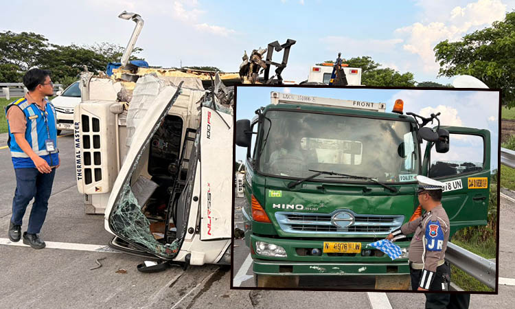 Kendaraan yang terlibat kecelakaan di tol Gempo-Pasuruan Jumat lalu.