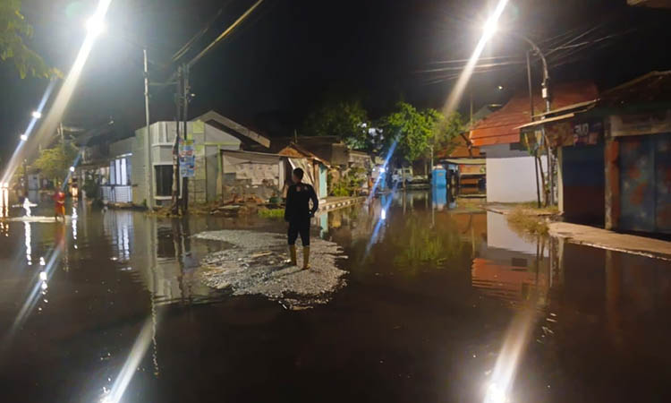 Kawasan pemukiman di Utara Kota Pasuruan yang tergenang air akibat banjir rob.