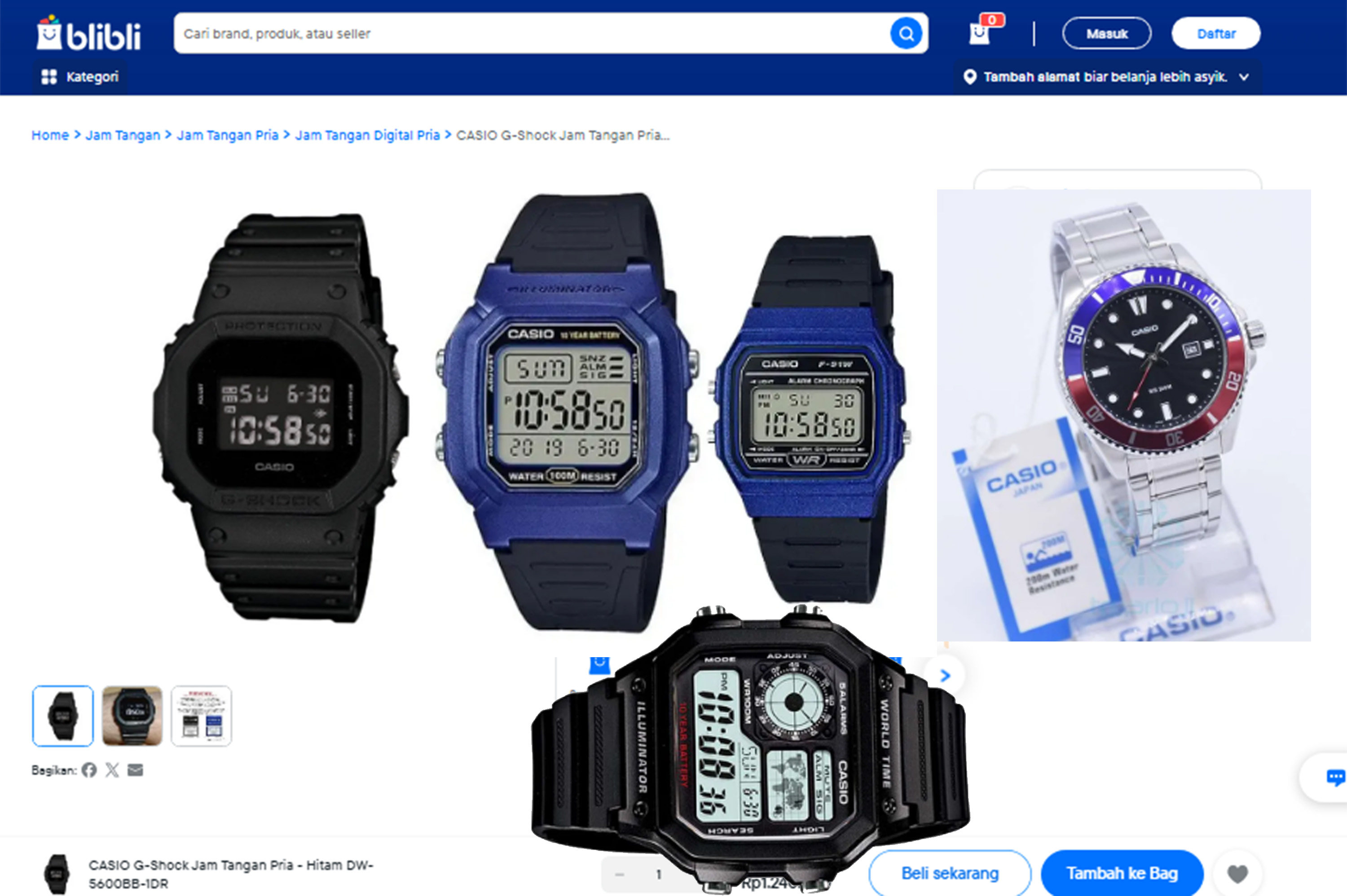 Aneka jam tangan Casio original dan murah bisa didapat di Blibli.