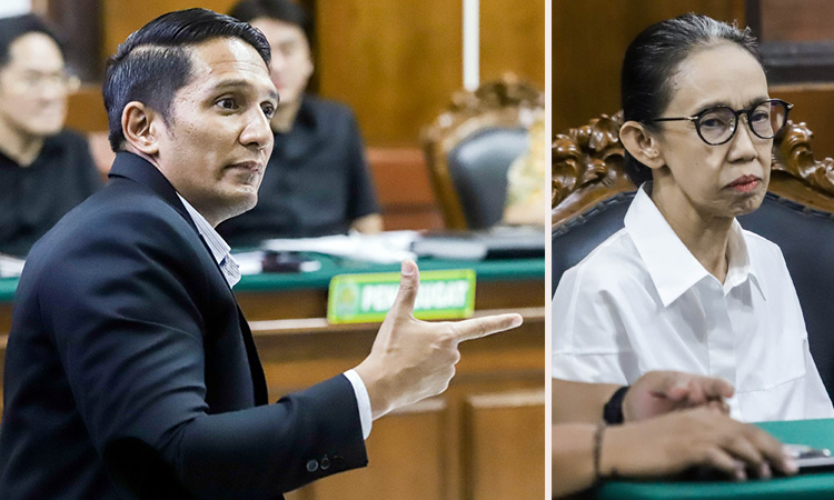 AHLI: Doktor Ghansham Anand, ahli hukum perdata dari Unair saat memberi keterangan. Inset Nany Widjaja. (Alfian Rizal/ Jawa Pos)