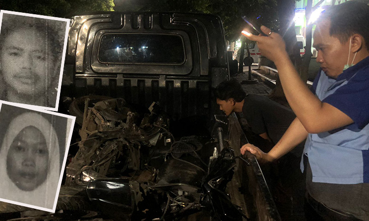 NAHAS: Kondisi motor korban ringsek parah saat diamankan. Inset korban semasa hidup. (Inneke Agustin/ Radar Bromo)