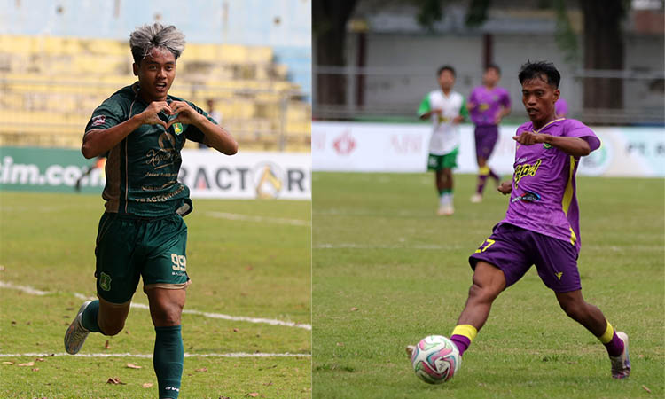 BAKAL BERTEMU: Racksa Surya Wijaya seusai mencetak gol pertama Persekap. Kanan, Darmaji yang akan menjadi andalan Putra Jaya Pasuruan.