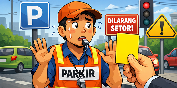 Ilustrasi jukir dapat SP. AI