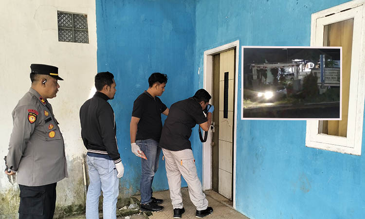 CARI PETUNJUK: Tim Inafis Polres Pasuruan bersama Polsek Purwodadi, olah TKP di Kantor Desa Lebakrejo yang dibobol maling, Selasa (30/12) dini hari. Inset, Pengga