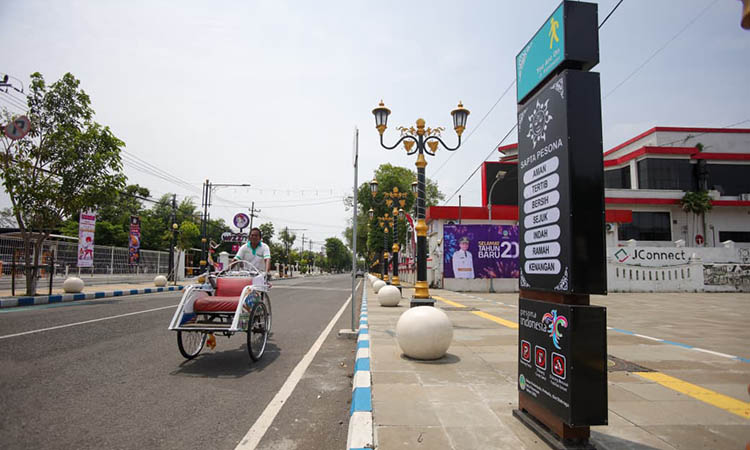 MEMUDAHKAN: Salah satu titik yang terpasang papan informasi wisata. Hal ini ditujukan, untuk memudahkan wisatawan yang ingin menikmati kawasan Kota Pasuruan.