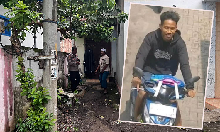 CEK LOKASI: Samping rumah korban tempat motor diparkir sebelum dicuri. Inset, Salah satu pelaku yang terekam CCTV.
