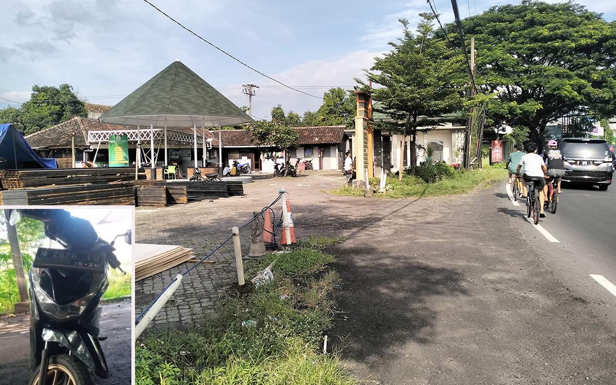 TKP: Lokasi motor Honda Beat milik pekerja bangunan proyek koperasi merah putih dicuri di Karangjati, Pandaan.