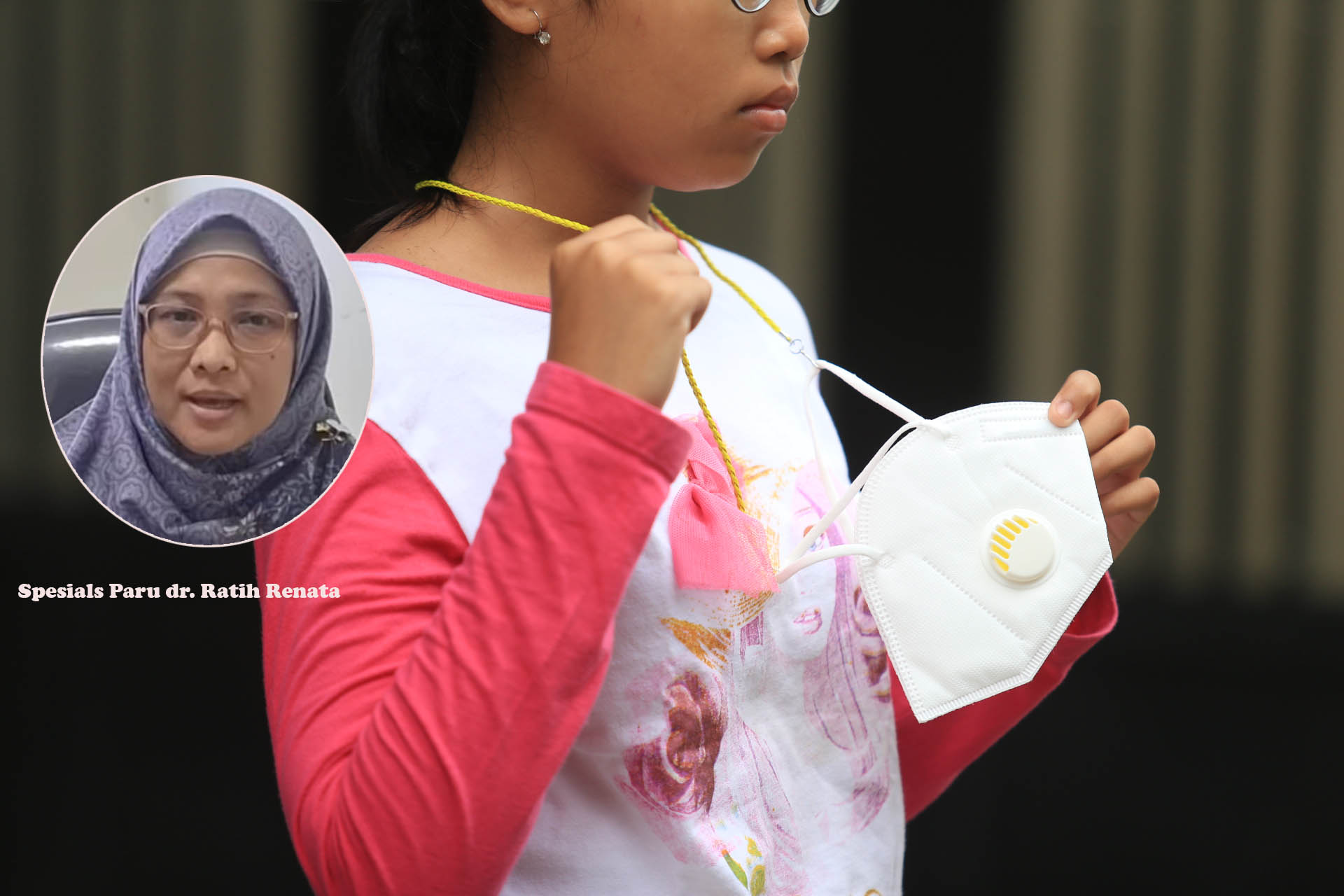 SELALU BAWA: Membawa masker saat keluar adalah salah satu cara untuk mencegah penularan influenza. Inset, Spesialis Paru dr. Ratih Renata