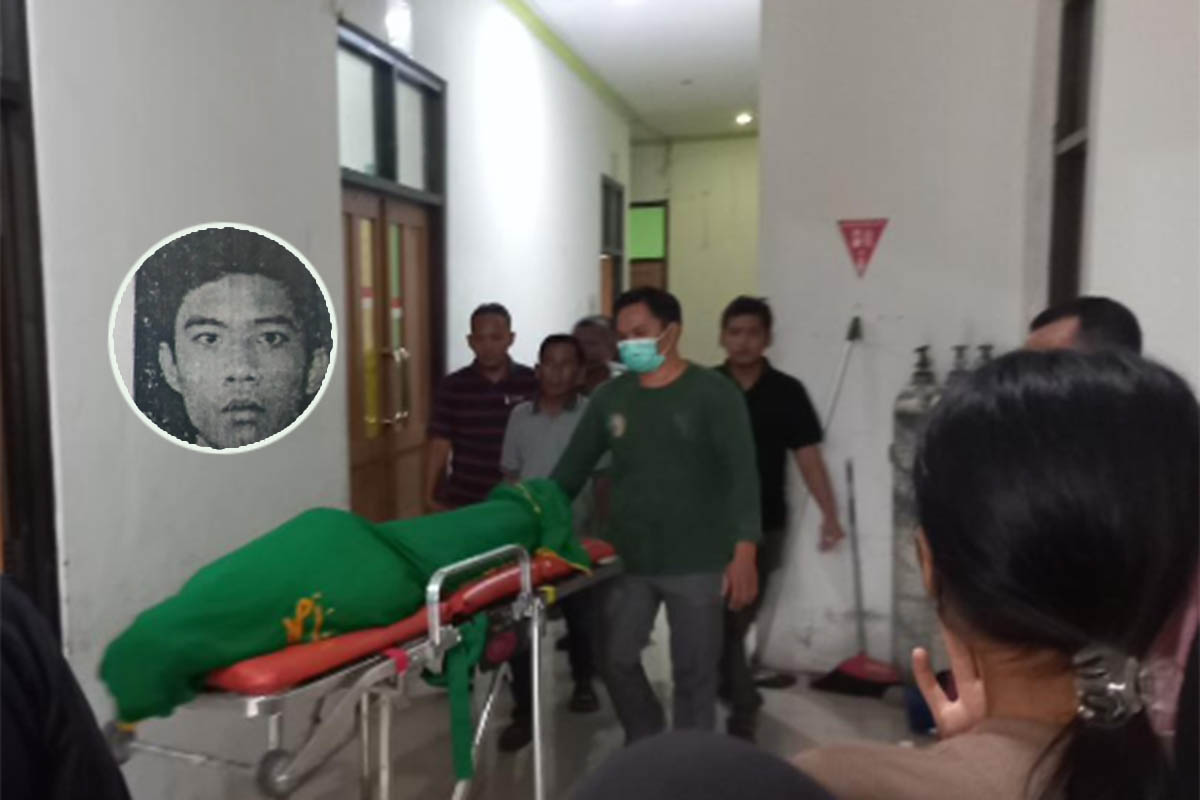 KORBAN: Jenazah Sugiono Hadi Purwanto (Inset) karyawan PT AFU yang mengalami kecelakaan kerja, Sabtu (31/1)