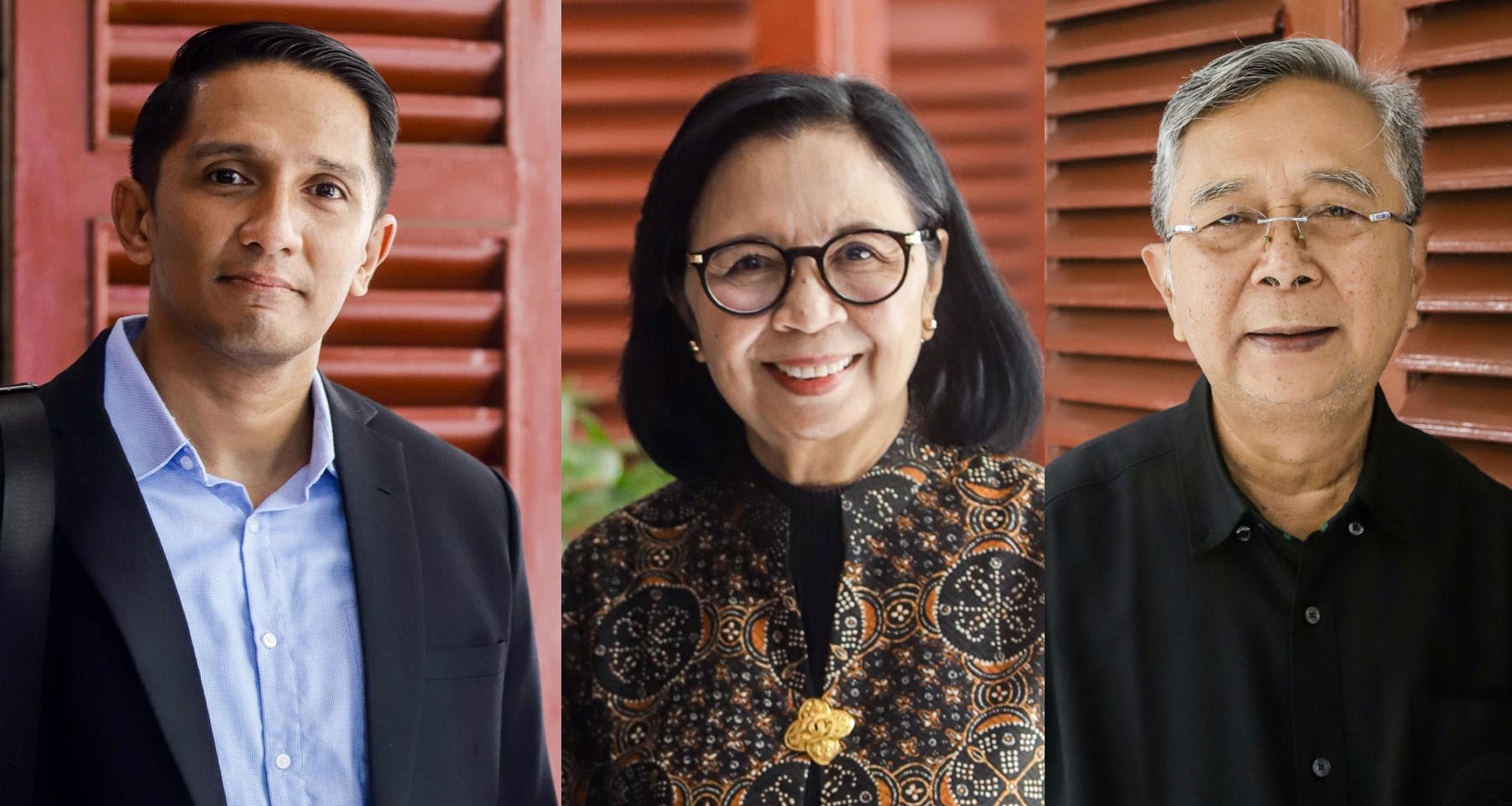 Dari kiri: Ahli hukum perdata Universitas Airlangga (Unair) Ghansham Anand; Guru Besar Hukum Keperdataan UI Prof. Rosa Agustina; Guru Besar Hukum Perseroan UGM Prof. Nindyo Pramono.