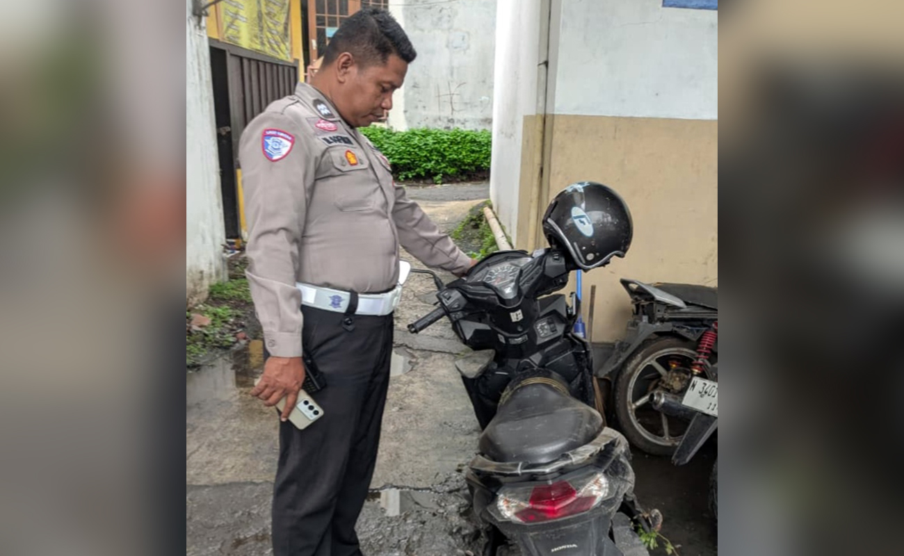 BARANG BUKTI: Motor korban saat diamankan petugas. 