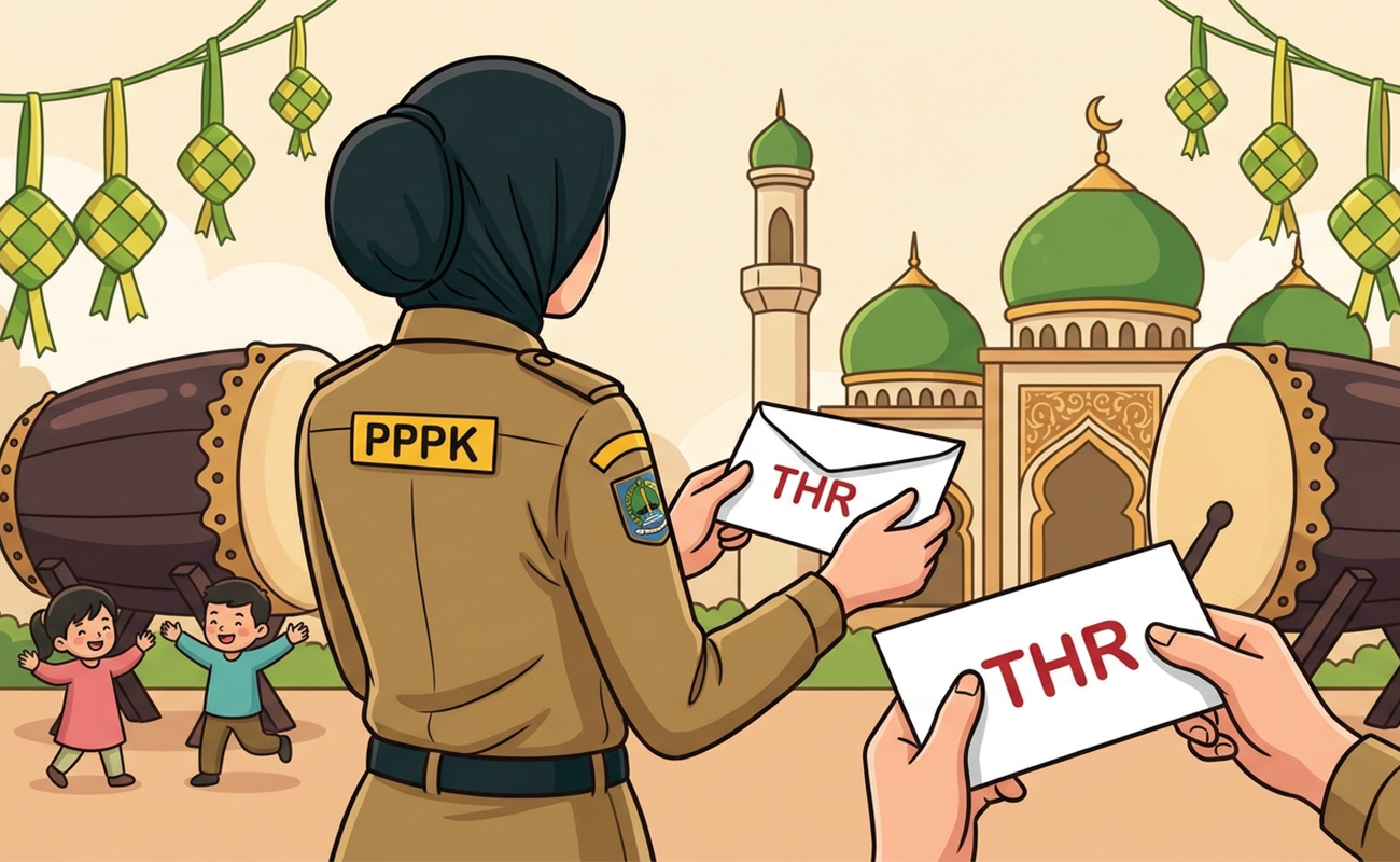 Ilustrasi PPPK dapat THR. (AI)