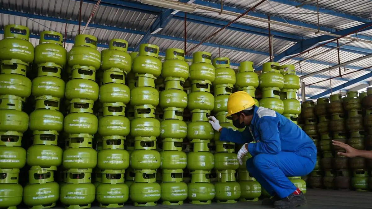STOK AMAN: Pasokan elpiji melon, di salah satu pangkalan.  