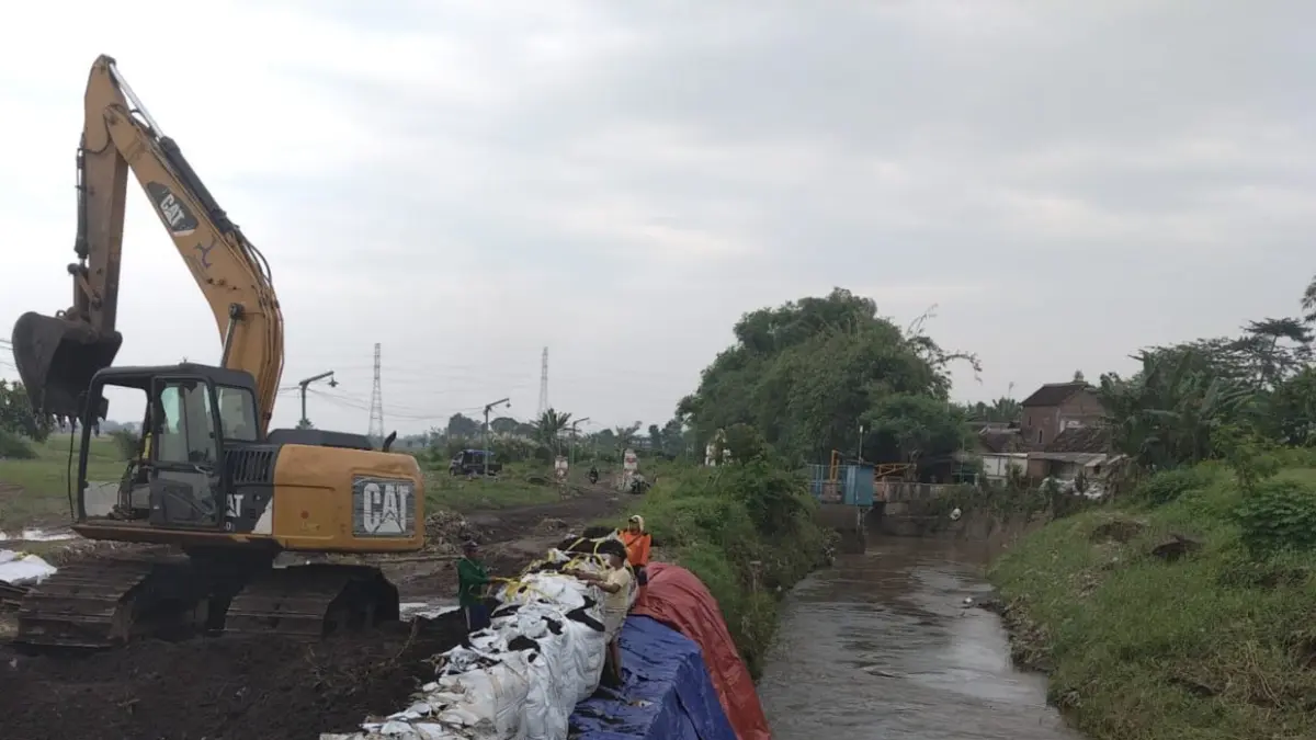 RUSAK: Salah satu titik tanggul di Sungai Petung, Kota Pasuruan, yang rusak setelah tergerus arus sungai. (PSDA JATIM FOR JAWA POS RADAR BROMO)