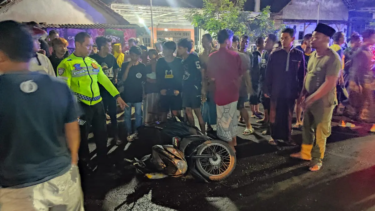 Kondisi motor Yamaha Mio yang terlibat kecelakaan di Purwosari, Pasuruan. 