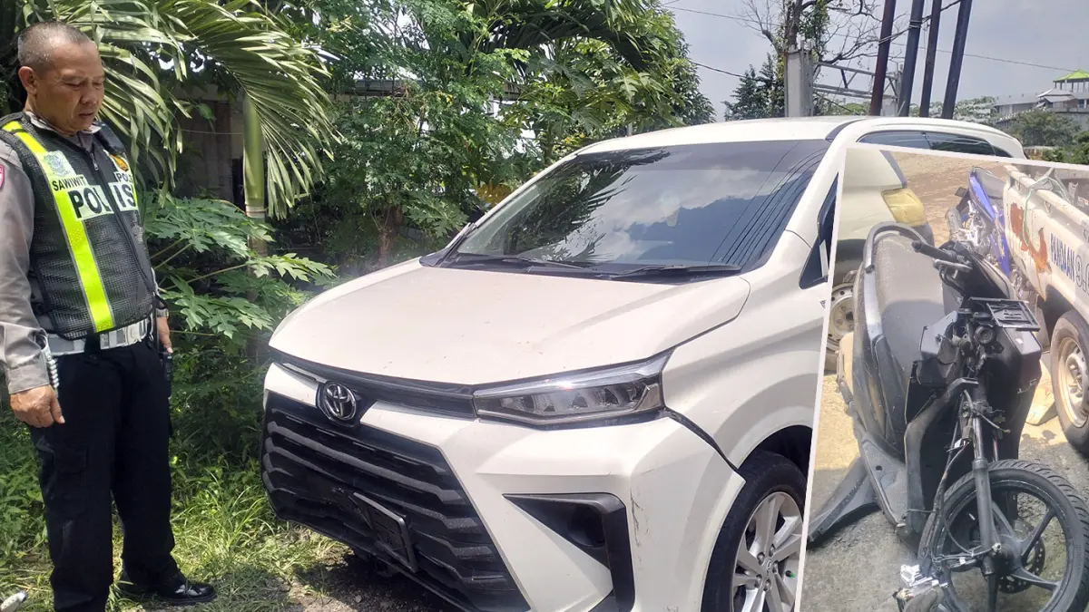 BARANG BUKTI: Mobil Toyota Avanza dan motor Honda Beat diamankan di Poslantas Polsek Pandaan setelah kecelakaan di Dusun Bogem, Desa Gambiran, Prigen, Jumat (10/4).
