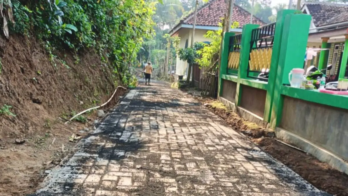 DIBANGUN: Pembangunan jalan di RT 23/RW 4, Dusun Krajan 2, rampung dikerjakan. Tahun ini infrastruktur masih menjadi prioritas Pemerintah Desa Pedagangan. (Foto: Pemdes Pedagangan for Jawa Pos Radar Bromo)