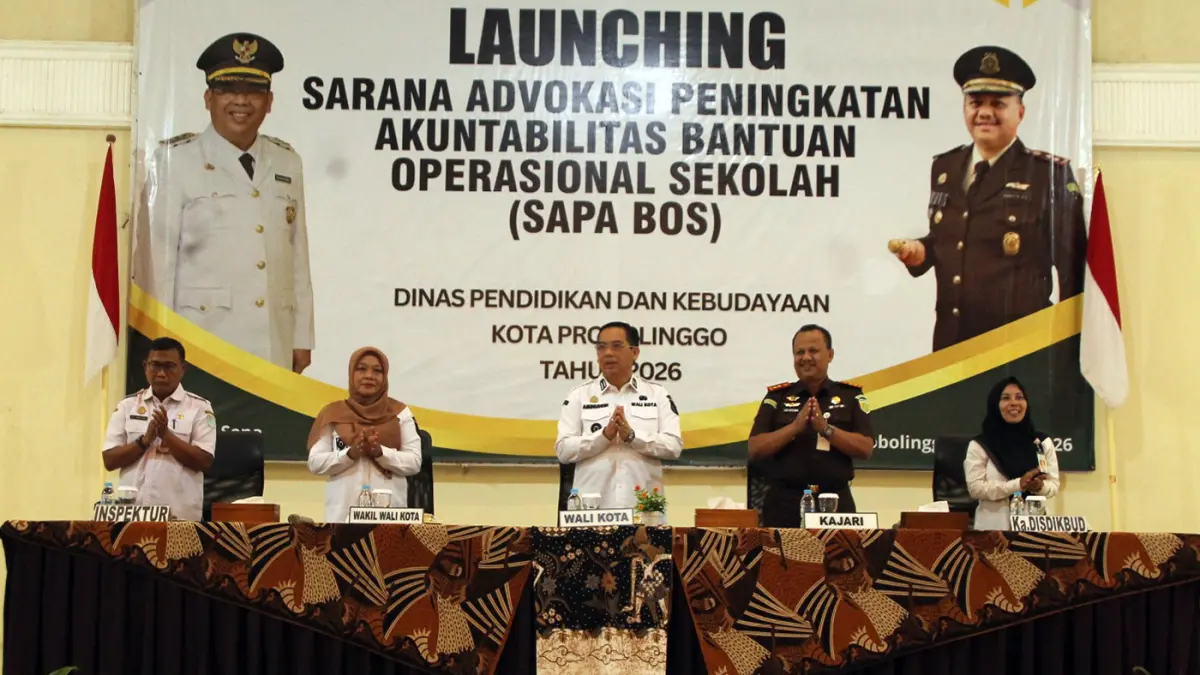 SAPA BOS: Pemkot Probolinggo melalui Disdikbud Kota Probolinggo, me-launching Program Sarana Advokasi Peningkatan Akuntabilitas Bantuan Operasional Sekolah (SAPA BOS), Selasa (14/4). 
