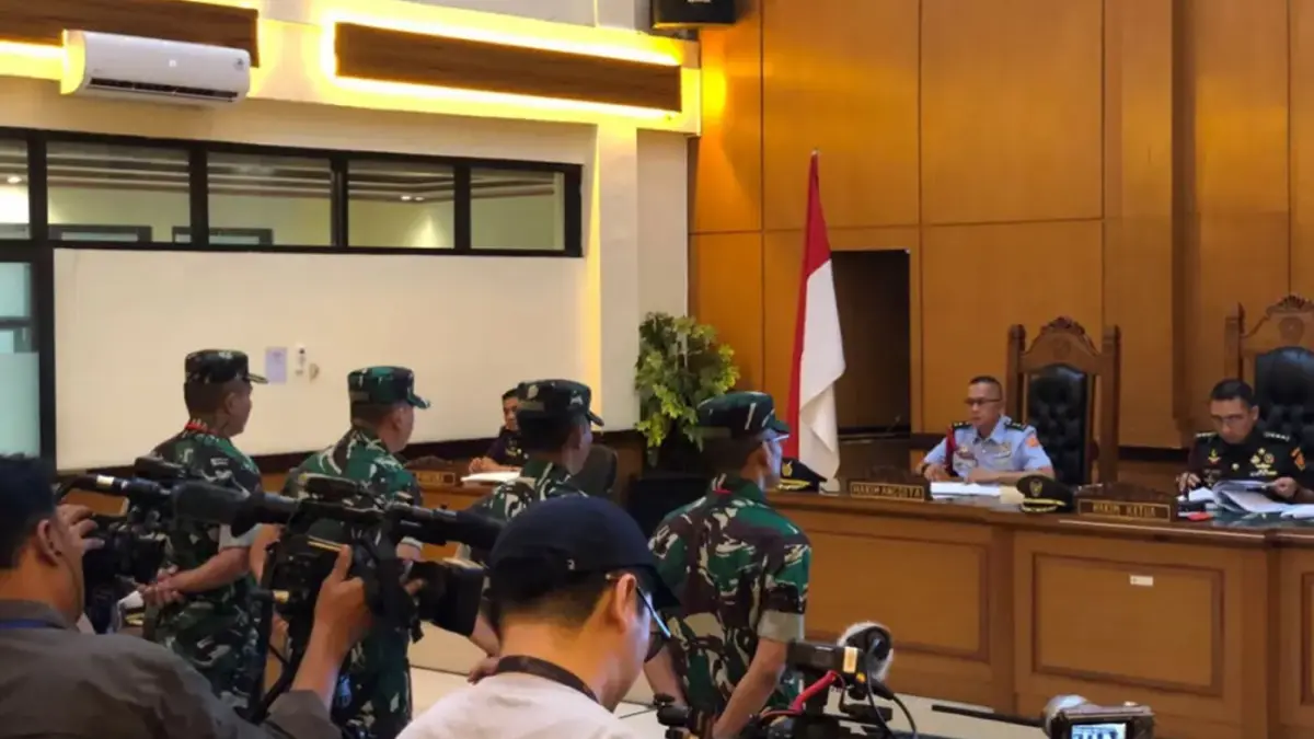 Sidang kasus penyiraman air keras terhadap aktivis kontraS Andrie Yunus.(Dok.JawaPos.com).