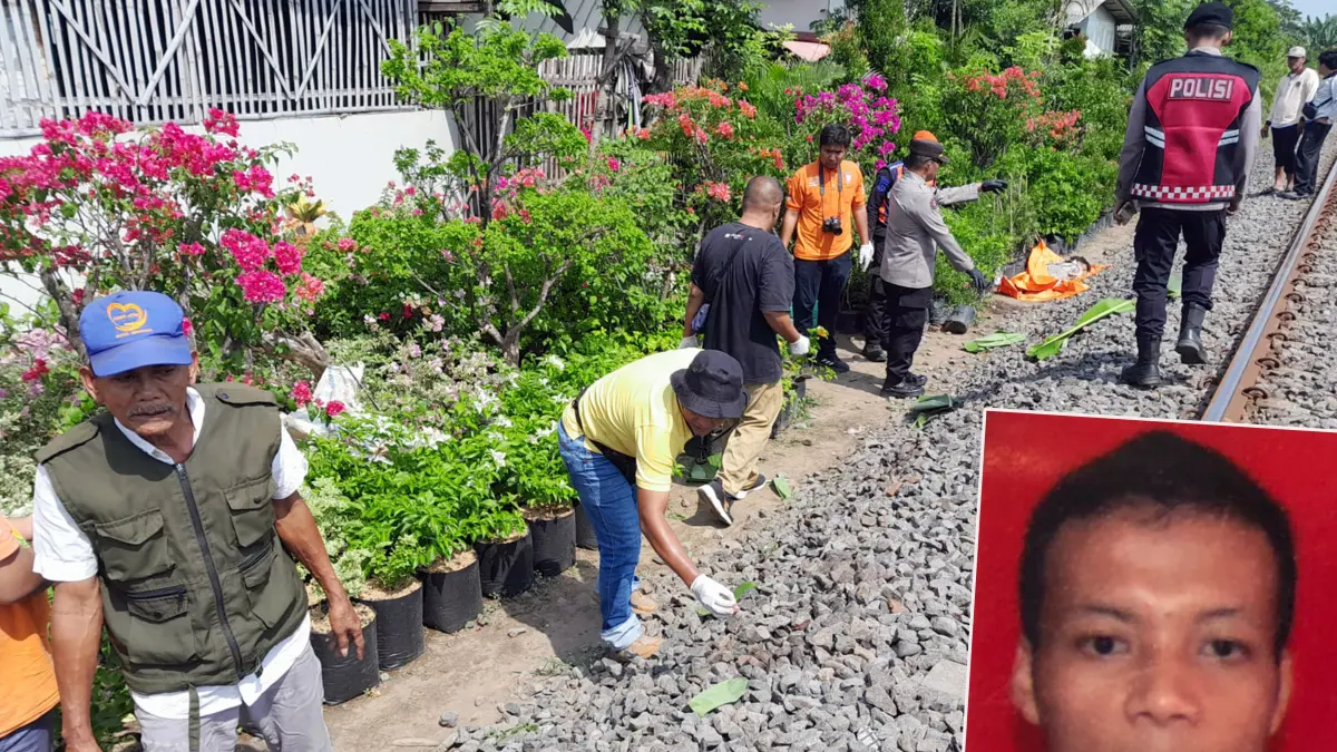 EVAKUASI: Anggota polisi bersama Polsuska mengevakuasi jenazah Agus dari sekitar rel KA di Desa Lemahkembaar, Kecamatan Sumberasih, Kabupaten Probolinggo, Sabtu (9/5). (Inneke Agustin/ Radar Bromo)