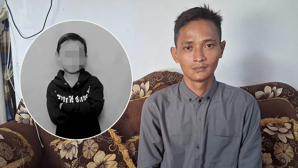 BERDUKA: Ainul Yakin ayahanda Raf (Inset) saat ditemui di rumahnya. (Foto: Fuad Alyzen Jawa Pos Radar Bromo)