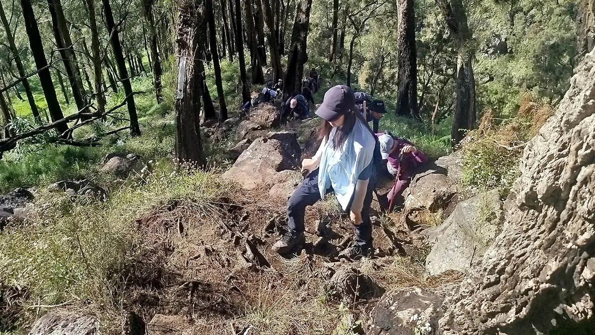 MENANTANG: Pendaki Gunung Arjuno-Welirang yang memanfaatkan kesempatan untuk kembali mendaki, setelah sempat tertutup karena cuaca tak memungkinkan. (Istimewa)