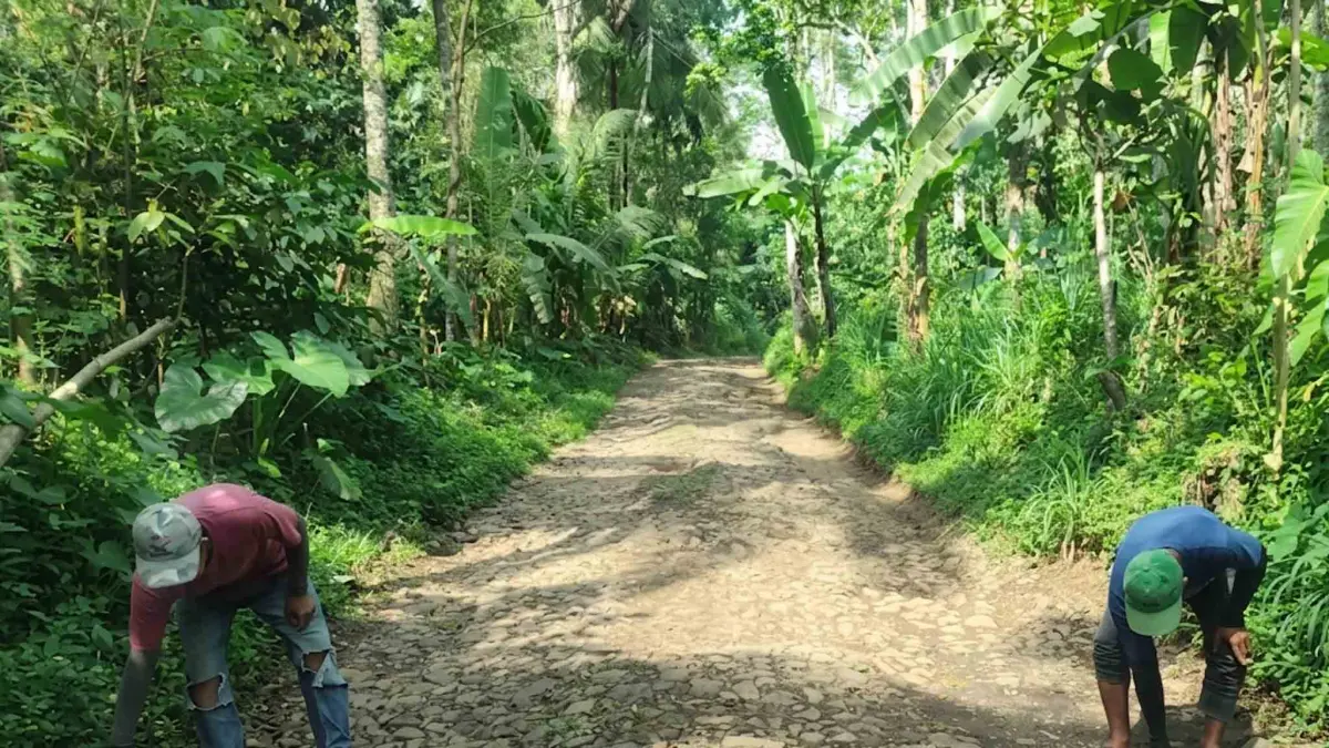 CEK LANGSUNG: Petugas dari Dinas PUPR Kabupaten Probolinggo, menegcek ruas jalan Condong-Segaran. (DINAS PUPR KABUPATEN PROBOLINGGO FOR JAWA POS RADAR BROMO)