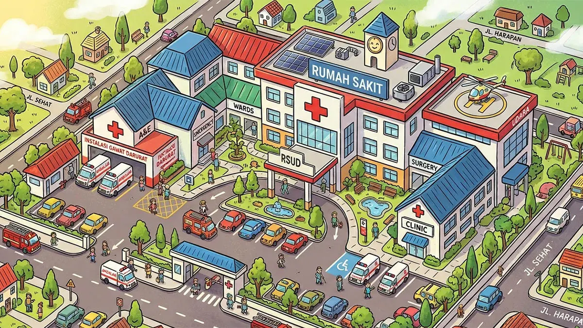 Ilustrasi rumah sakit (gemini ai)