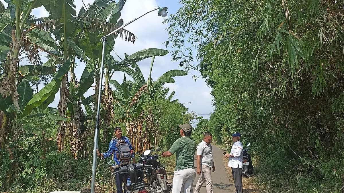 PJU BARU:&nbsp;Pemerintah Desa Kerpangan, Kecamatan Leces, telah merampungkan pengadaan 18 PJU baru di Dusun Kerpangan Selatan. (Foto: Jamaluddin/Jawa Pos Radar Bromo)