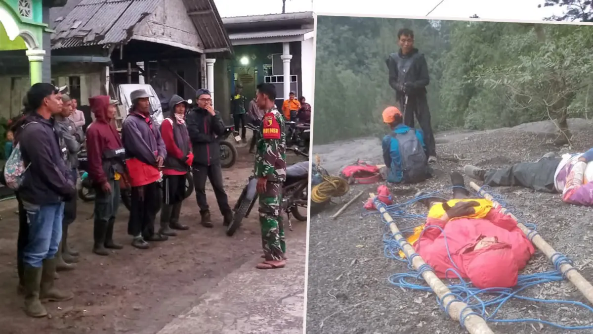 EVAKUASI: Tim SAR gabungan melakukan penyelamatan pendaki Gunung Semeru, Rabu (3/6).