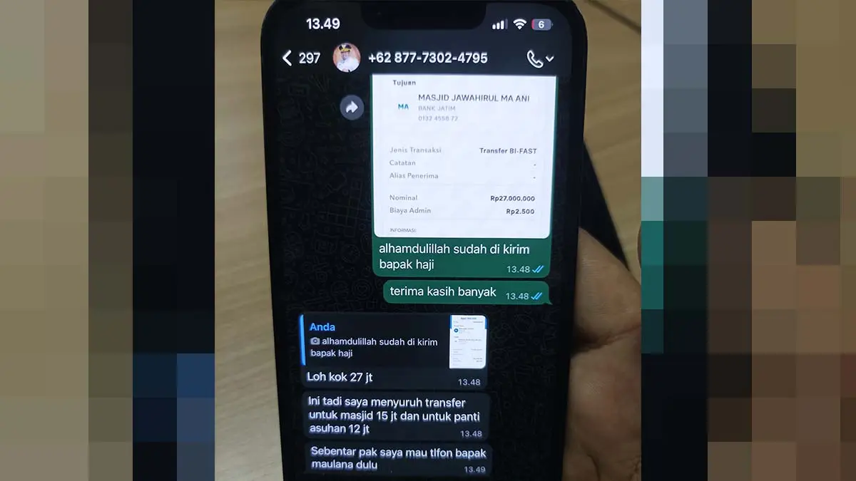 UPAYA MENIPU: Tangkapan layar penipu yang mengatasnamakan Wakil Bupati Probolinggo Fahmi AHZ. (SCREENSHOT)