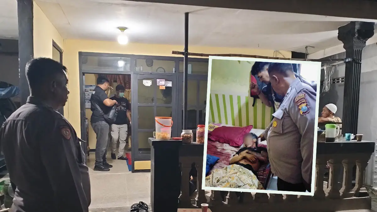 TKP: Personel kepolisian di rumah orangtua korban di Pandaan seusai kejadian. (Foto dok Jawa Pos Radar Bromo)