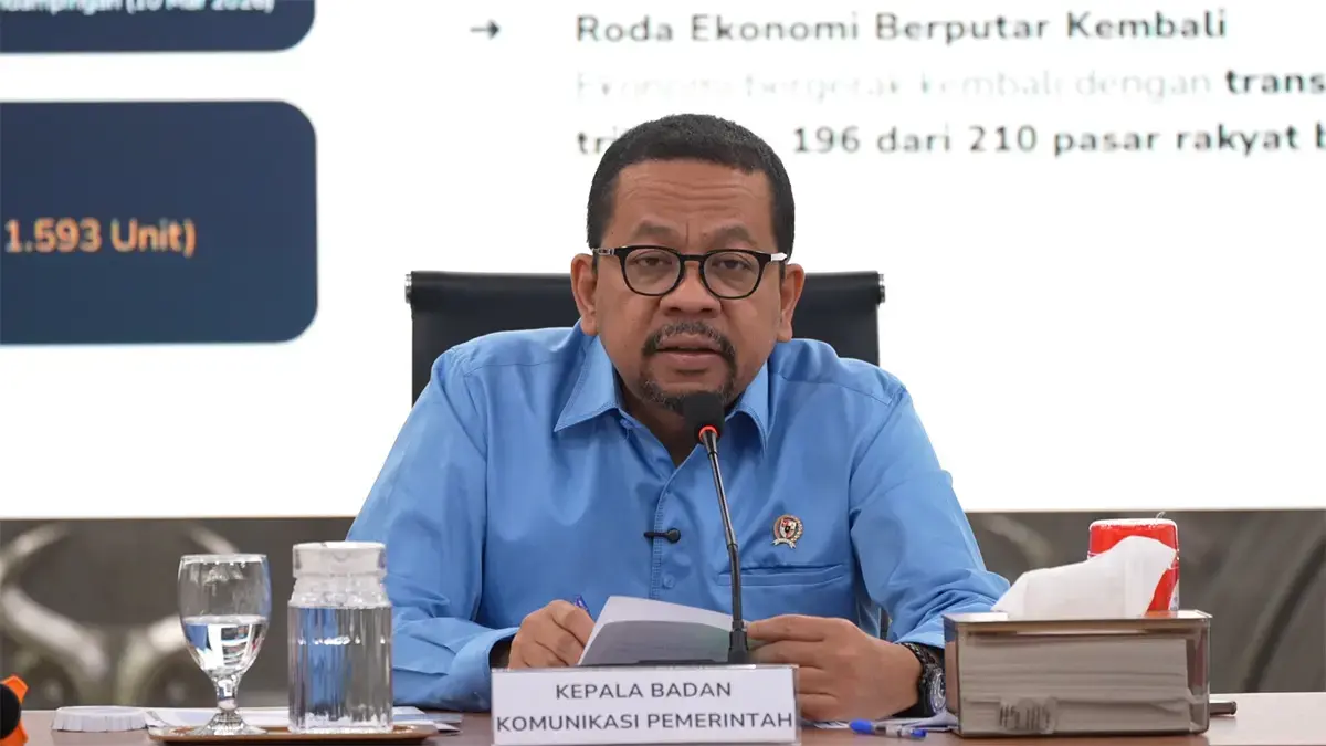 Kepala Badan Komunikasi Pemerintah (Bakom) RI, Muhammad Qodari, dalam konferensi pers di Jakarta, Rabu (13/5)/(Bakom RI).