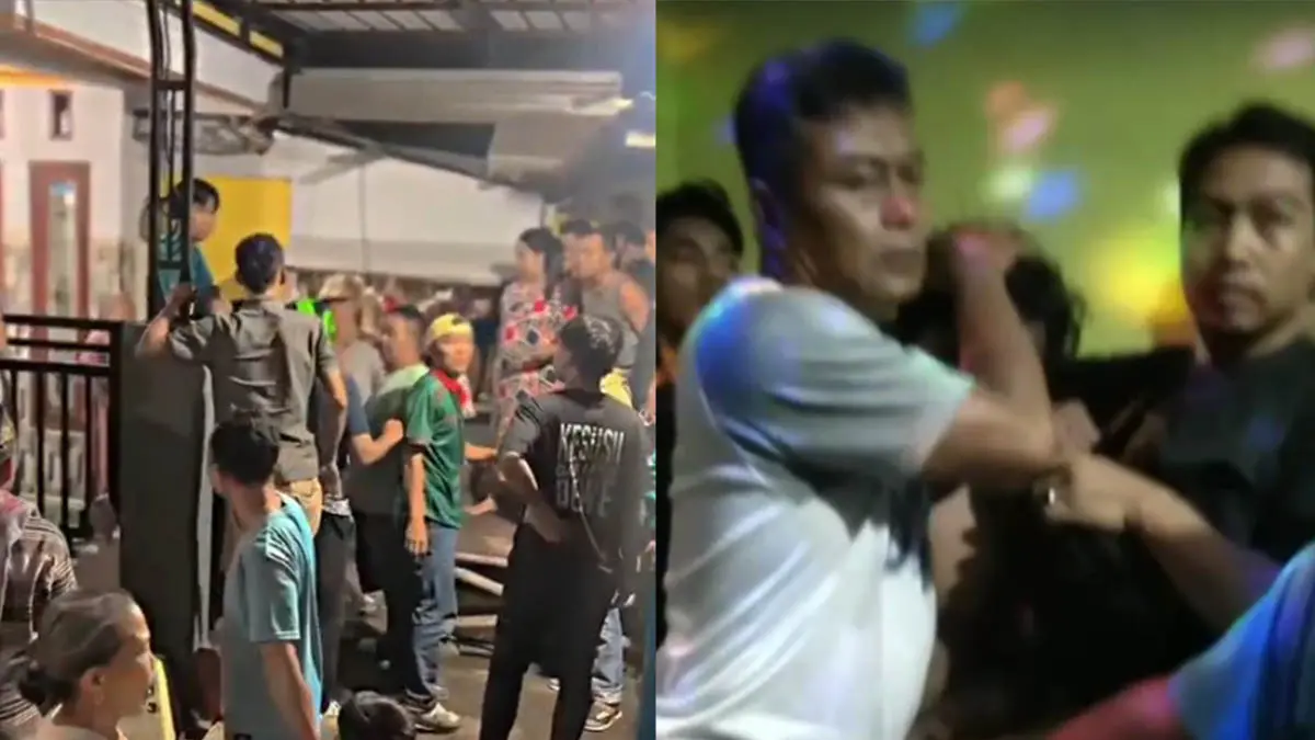 RAMAI: Warga di Desa Gununggangsir saat mengamankan DS yang Jumat (19/6) malam mencoba membawa kabur motor. (Foto: Screenshot)