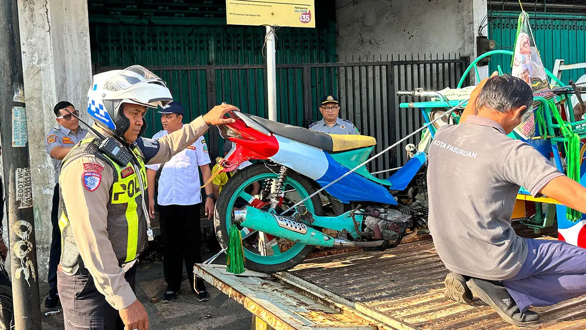 DIAMANKAN: Betor yang terjaring operasi pekan lalu. Seluruh betor masih ditahan di kantor Dishub Kota Pasuruan. (Satlantas Polres Pasuruan Kota for Radar Bromo)