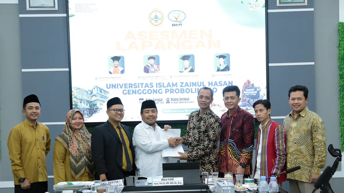 ASESMEN AKREDITASI: Tim dari BAN-PT dan pihak Unzah dalam asesemen lapangan akreditasi institusi Unzah pada 2025.