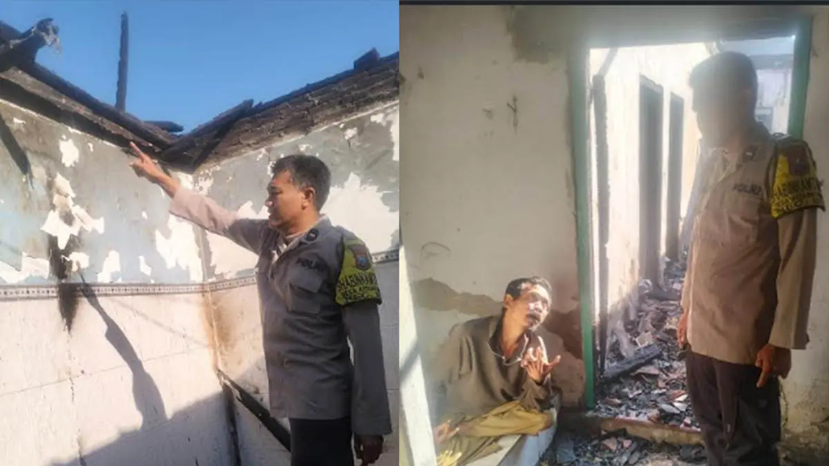 BIKIN GEMPAR: Rumah milik AH di Dusun Ngayunan, Desa Kedungringin, Beji, yang terbakar, Kamis (2/6) dini hari. (Foto: Istimewa)