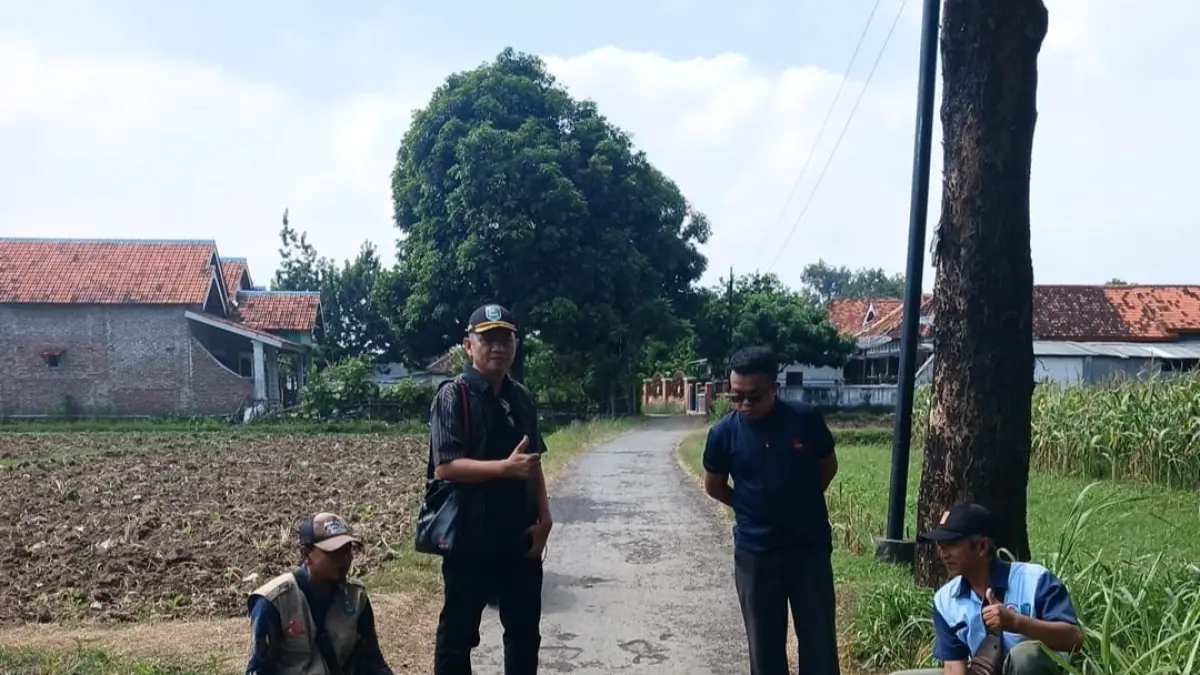LEBIH BAIK: Pemerintah Desa Alastengah bersama Pemerintah Kecamatan Besuk melakukan monitoring dan evaluasi terkait jalan aspal lapen di Dusun Dawuh RT 03/RW 01.

