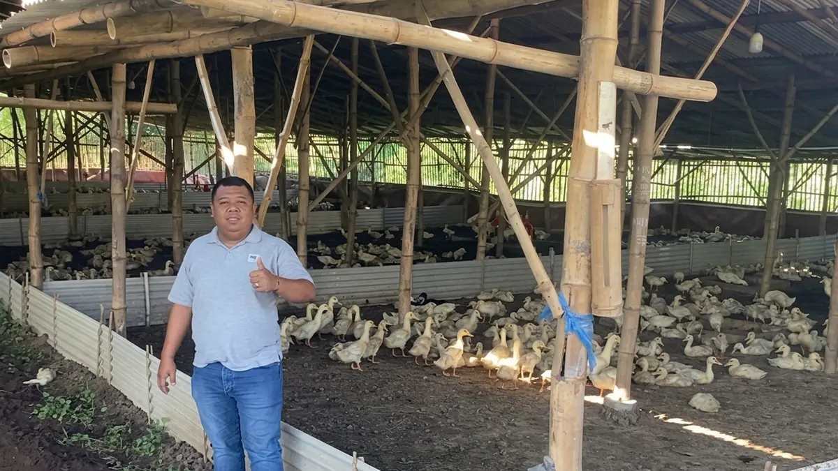 BUMDES: Kepala Desa Besuk Agung Hafifun Nasir di lokasi peternakan bebek. (AGUS FAIZ MUSLEH/JAWA POS RADAR BROMO)