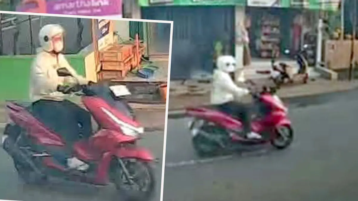 TEREKAM CCTV: Terduga pelaku pencurian motor Honda PCX merah milik De, pelajar kelas VII SMP di Dusun Pakem, Desa Martopuro, Purwosari yang terekam CCTV. 