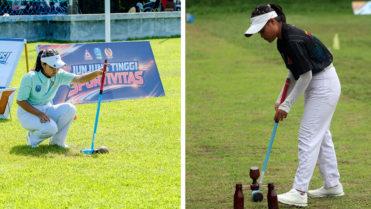 Aksi Laily Maulidiana Aprilya saat bermain woodball. (Dok. Pribadi) 