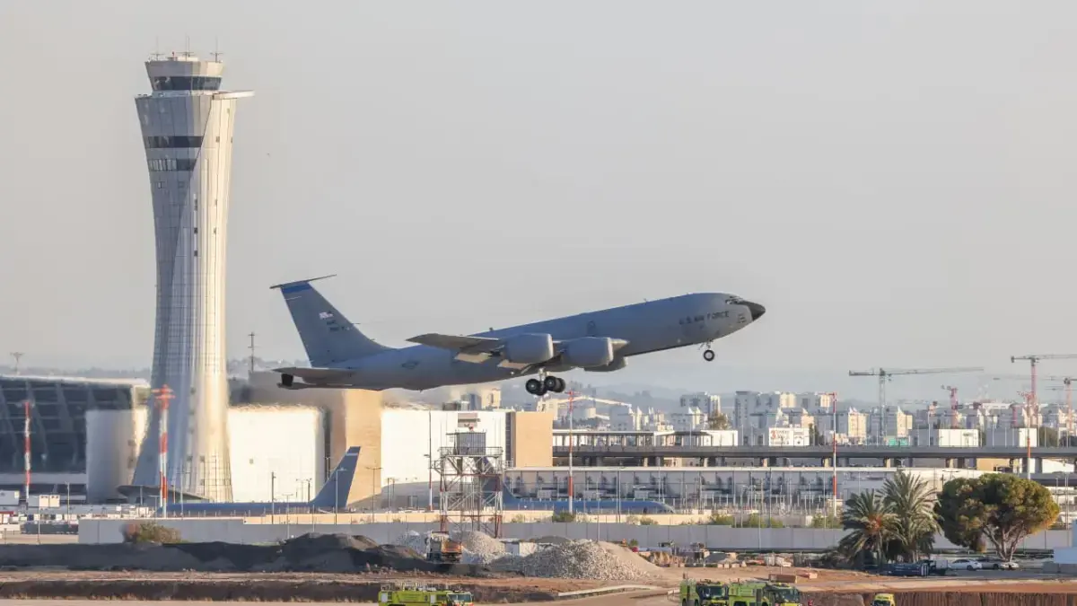 Boeing KC-135 Stratotanker Angkatan Udara AS lepas landas di Bandara Ben-Gurion, 5 Maret 2026. (YOSSI ALONI/FLASH90).