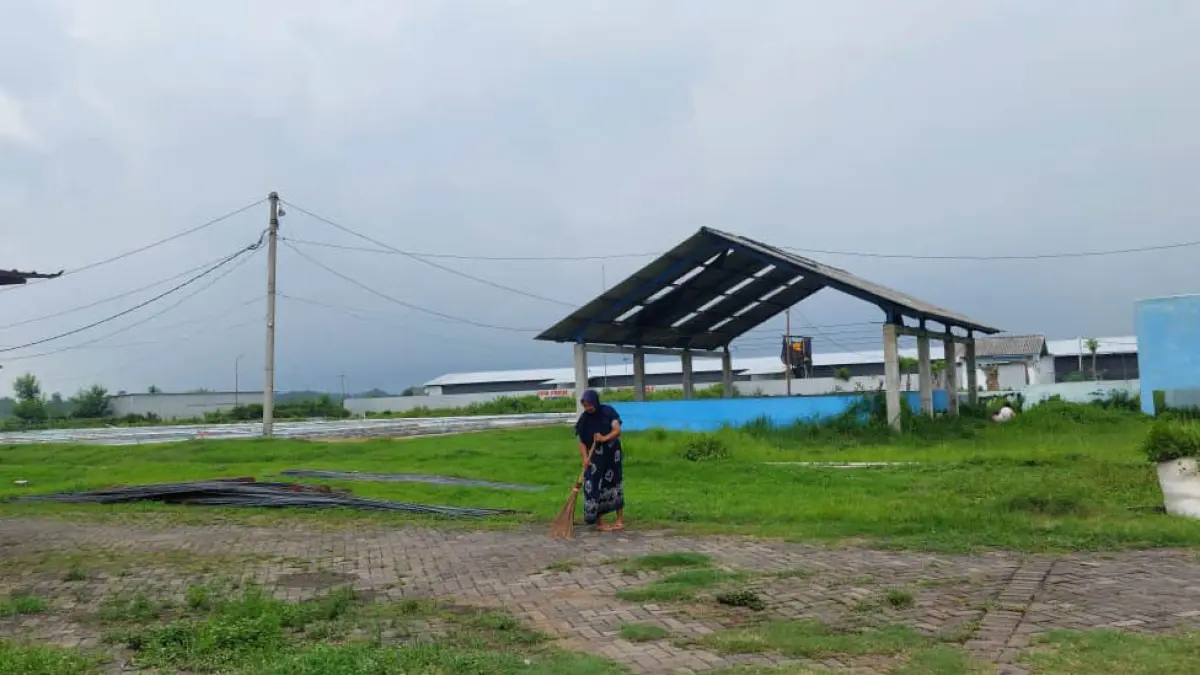 SEGERA DIURUK: Seorang warga berada di lahan yang akan dibangun Gedung Sekolah Rakyat Kota Probolinggo di Kelurahan Kedungasem, Kecamatan Wonoasih. (ARIF MASHUDI/JAWA POS RADAR BROMO)