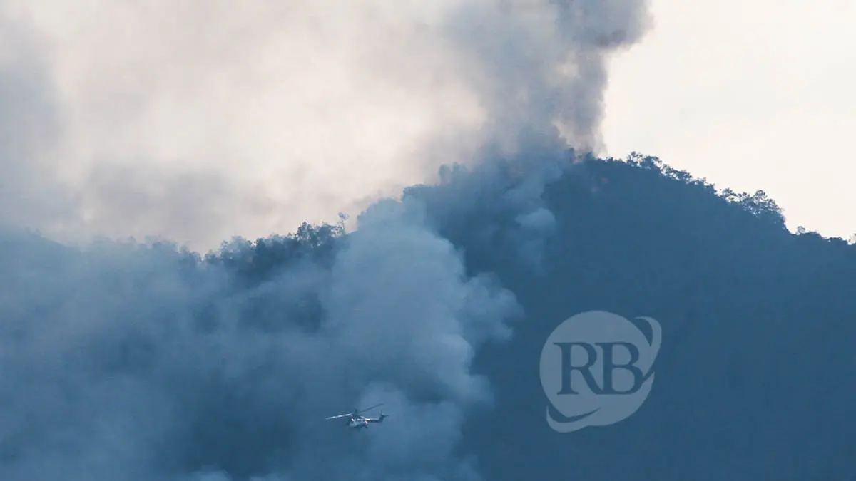 PEKAT: Water bombing yang dikerahkan untuk memadamkan api di kawasan Bromo. (Foto: M Zubaidillah/Jawa Pos Radar Bromo)