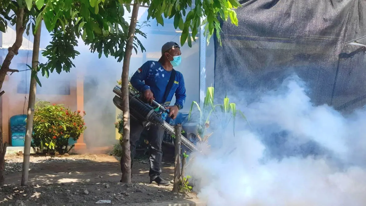 FOGGING: Petugas melakukan fogging di wilayah temuan kasus DBD. Hingga kini penyakit DBD di Kabupaten Probolinggo masih cukup menjadi atensi. (Foto: dok Jawa Pos Radar Bromo)&nbsp;
