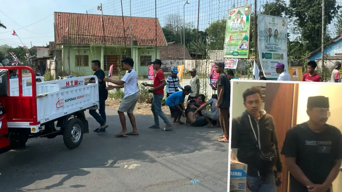 TRAGEDI BERDARAH: Sejumlah warga saat mengevakuasi korban pembacokan dengan motor roda tiga milik kopdes. Inset terduga pelaku KUS saat diamankan. (Istimewa-Inneke Agustin/ Radar Bromo)